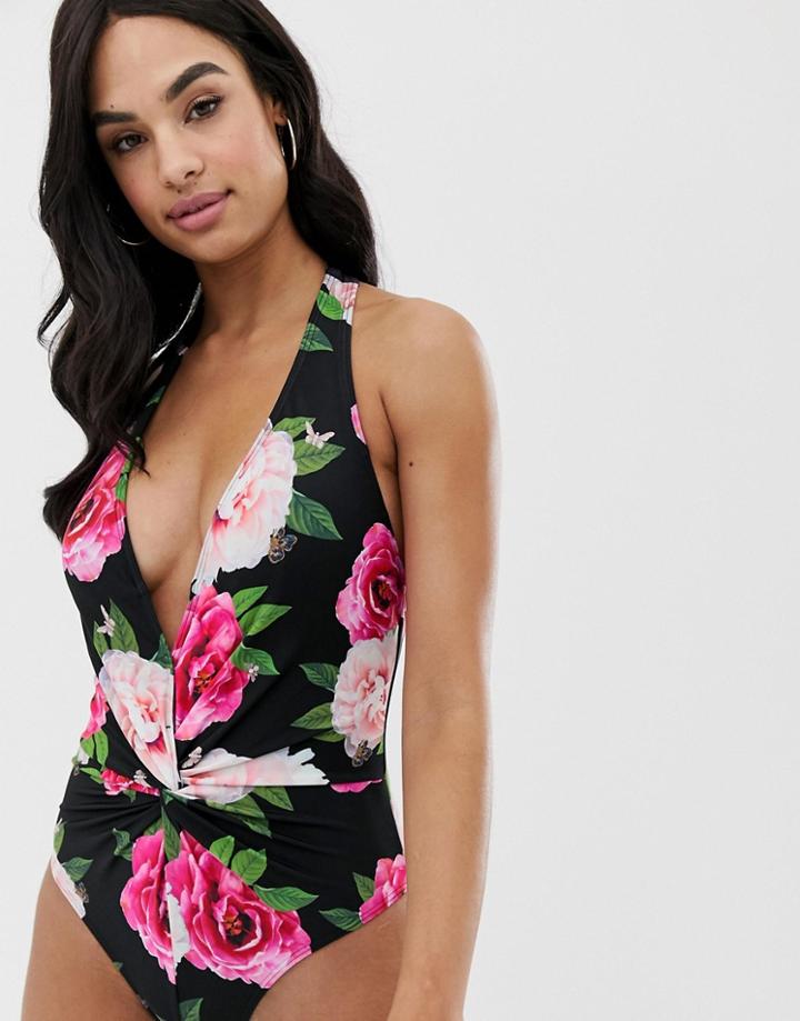 Ted Baker Velily Plunge Swimsuit-multi