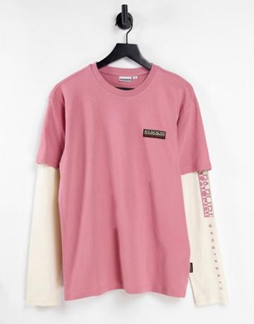 Napapijri Roen Long Sleeve T-shirt In Pink