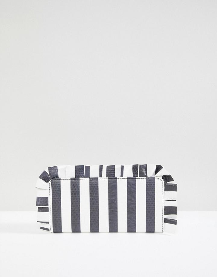 Monki Striped Frill Edge Purse - Black
