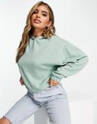 Asos Design Cropped Cocoon Hoodie In Sage-green
