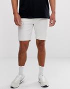 Bershka Super Skinny Denim Shorts With Abrasions In White