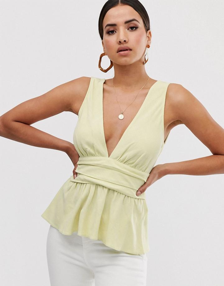 Asos Design Plunge Sun Top-red