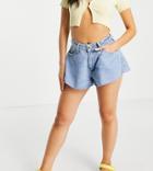 New Look Petite Denim Shorts In Light Blue-blues