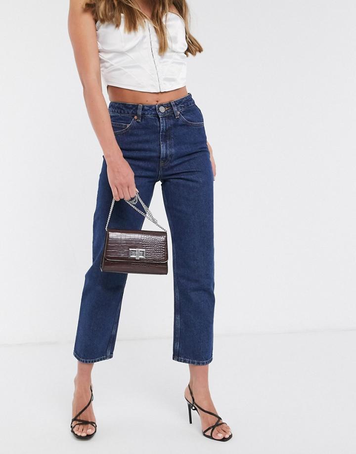 Asos Design Recycled Florence Authentic Straight Leg Jeans In Indigo-blues