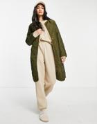Gianni Feraud Long Padded Liner Jacket In Brown-green