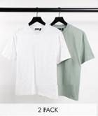 Asos Design 2 Pack T-shirt With Crew Neck In Multi