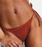 Collusion Recycled Tie Side Bikini Bottoms In Bronze Shimmer-brown