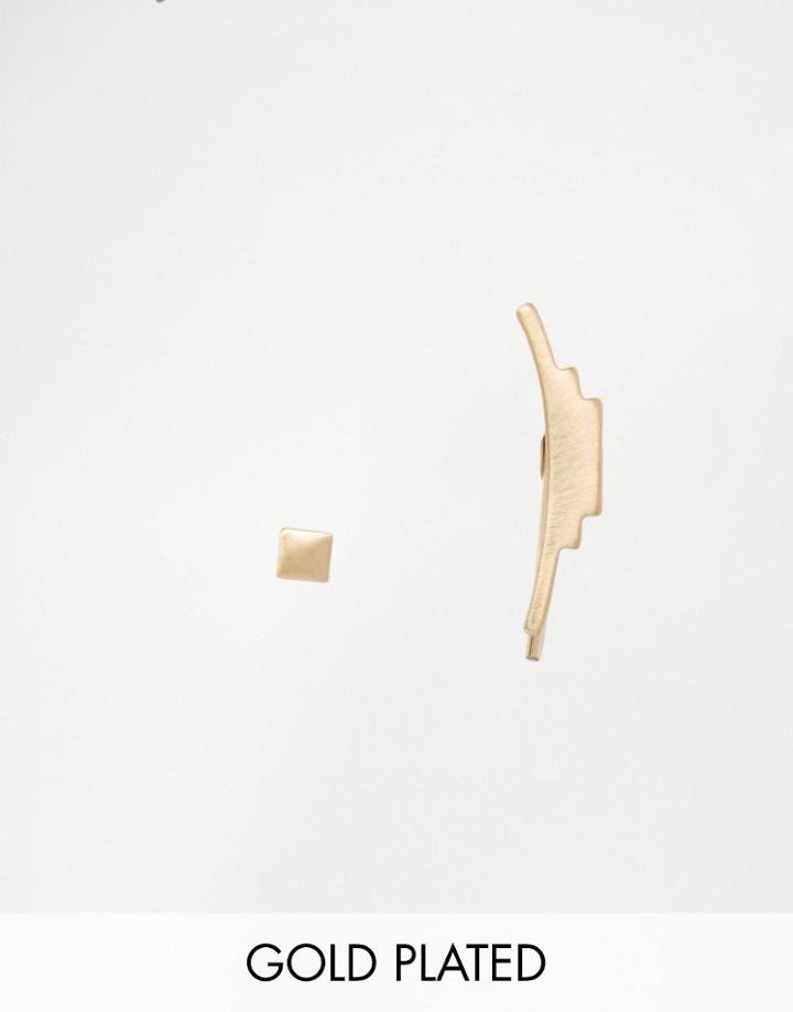 Pilgrim Geo Stud & Cuff Earrings - Gold