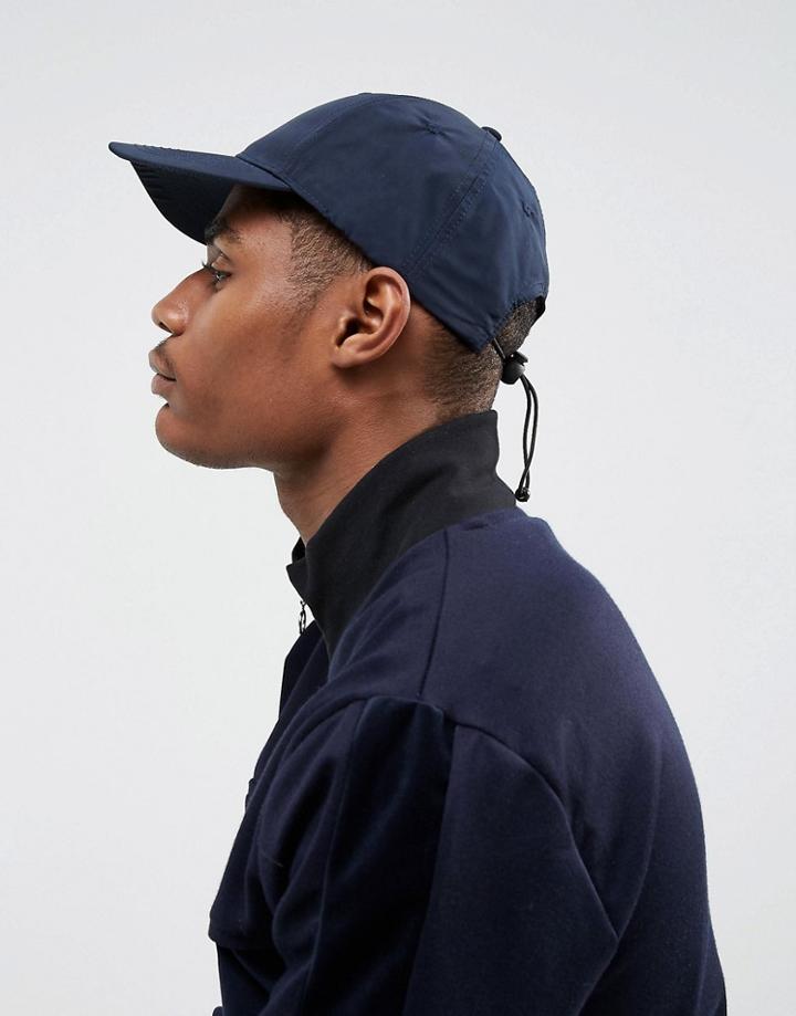 Asos Baseball Cap In Navy With Toggle Fastening - Navy