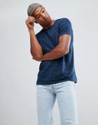 Bershka Space Dye T-shirt In Dark Blue - Blue