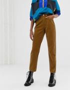 Asos Design Ritson Rigid Mom Jeans In Tumeric Cord - Orange