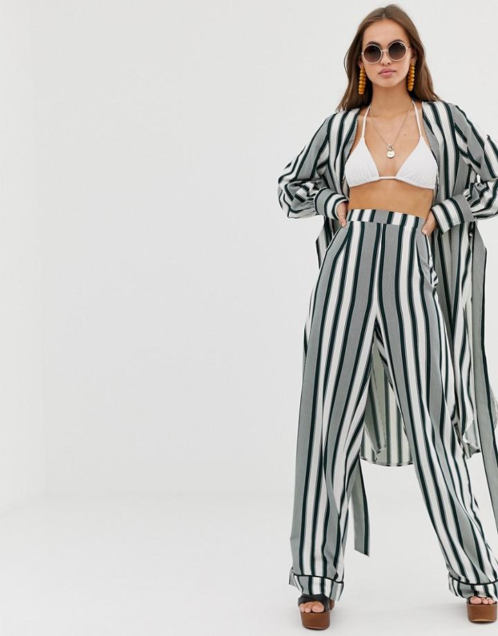 Prettylittlething Wide Leg Pants In Stripe - Multi