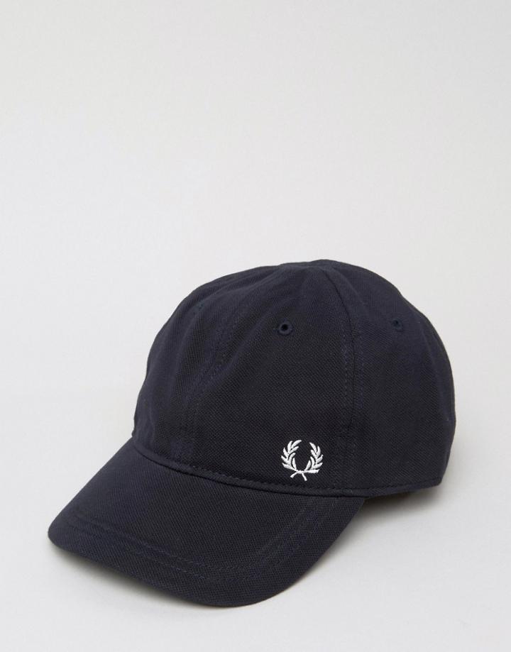 Fred Perry Pique Baseball Cap With Logo - Navy