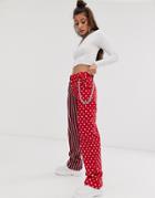 O Mighty Two Faced Pants In Mixed Spot & Stripe With Chain