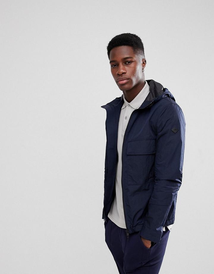 J Lindeberg Hooded Jacket In Navy - Navy