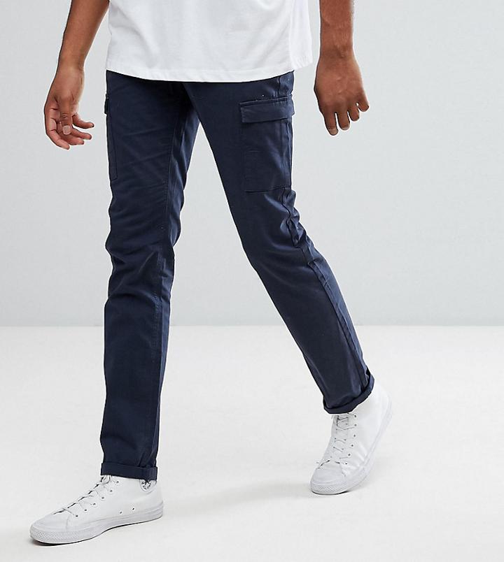 Bellfield Tall Straight Leg Cargo Pants - Navy