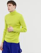 Collusion Skinny Fit Ribbed Roll Neck Sweater - Green