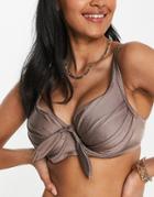 Pour Moi Fuller Bust Azure Underwire Bikini Top In Bronze-gold