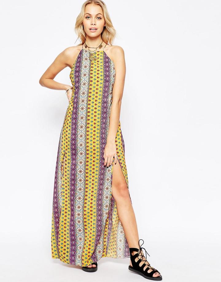 Kiss The Sky Golden Plains Maxi Dress In Multi Stripe Print - Multi