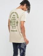 Asos Longline T-shirt With Cactus Puff Texture Print In Beige - Blonde