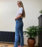 Asos Design Tall High Rise Stretch 'slim' Straight Leg Jeans In Vintage Midwash-blues