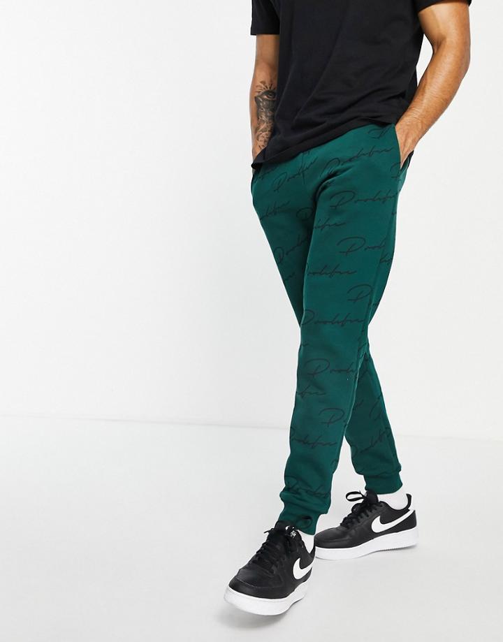 River Island Prolific Monogram Sweatpants In Green