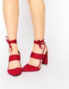 Truffle Collection Mona Ankle Tie Heeled Shoes - Red Mf