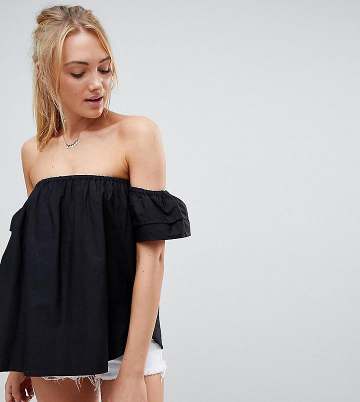 Asos Tall Cotton Off Shoulder Top - Black
