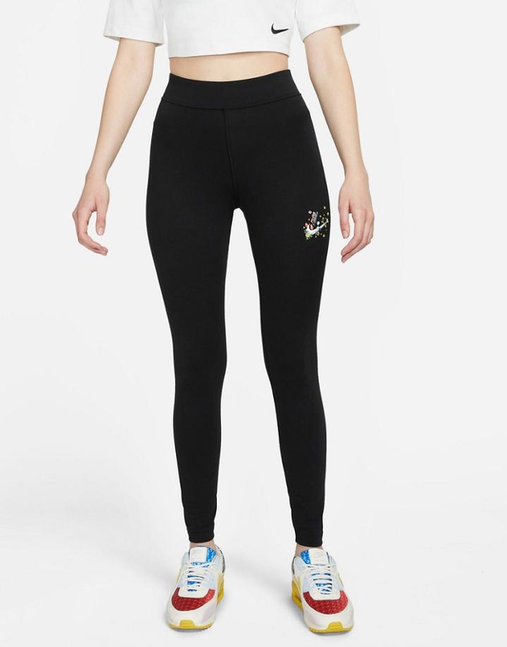 Nike Logo Twist Pack High Rise Leggings In Black