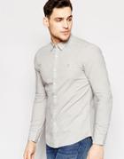 Farah Oxford Shirt With 2 Color Weave Slim Fit - Gray
