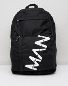 Boohooman Backpack With Man Print In Black - Black