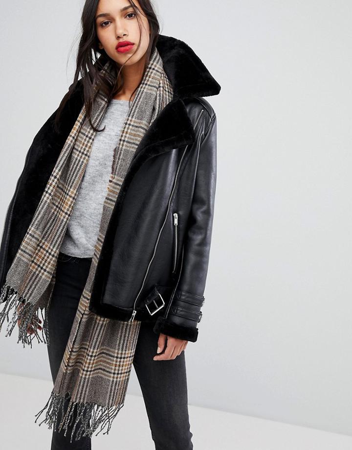 New Look Heritage Ochre Check Scarf - Brown