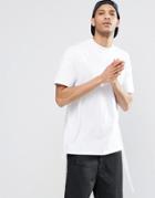 Asos Oversized T-shirt With Step Hem And Tie Sides In White - White