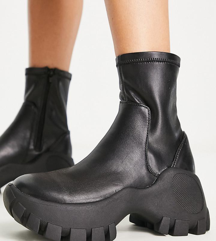 Public Desire Exclusive Nile Cleated Chunky Sole Boots In Black