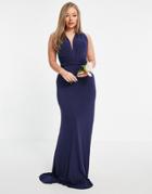 Tfnc Bridesmaid Multi Way Maxi Dress In Navy