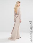 Tfnc Petite Wedding Bow Back Maxi Dress With Long Sleeves - Pink
