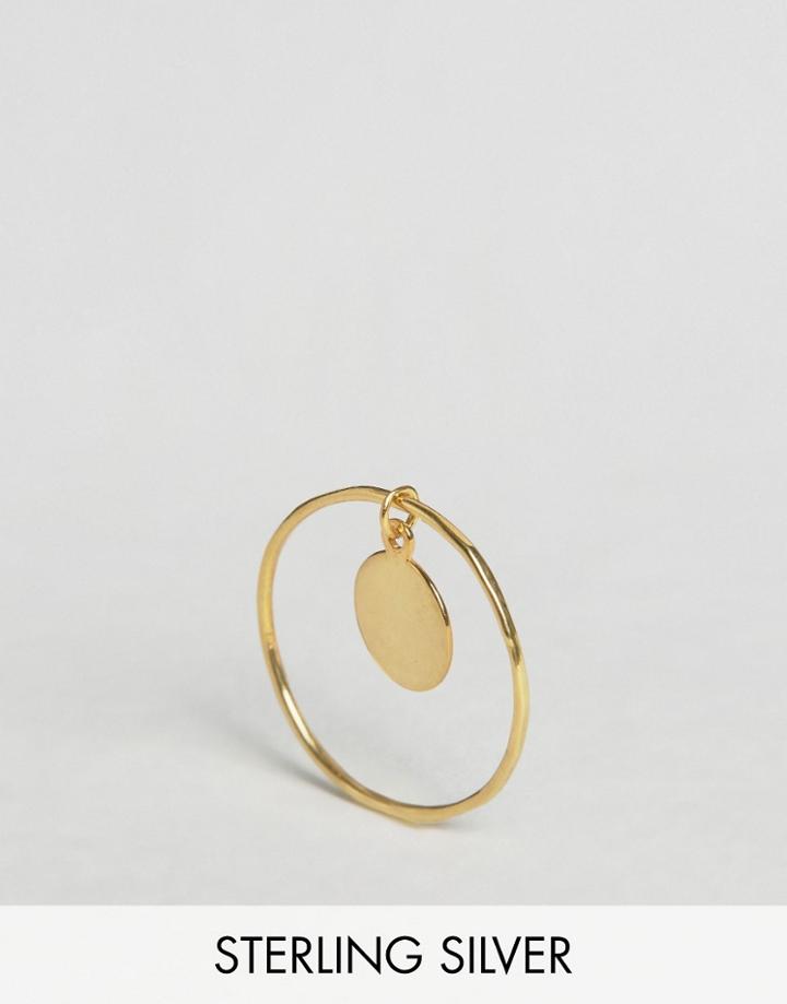 Asos Gold Plated Sterling Silver Fine Coin Charm Ring - Gold