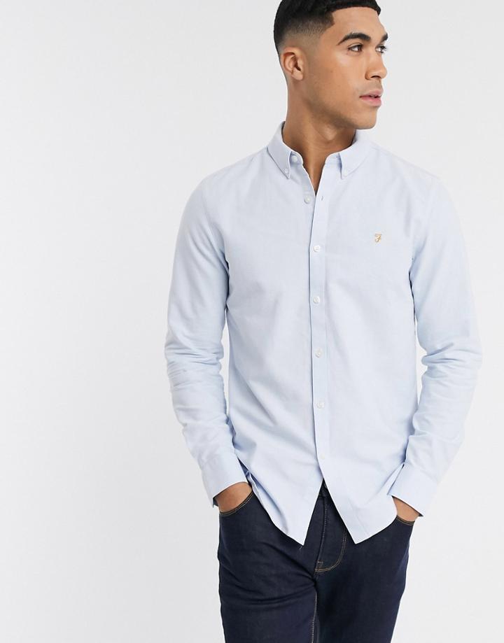 Farah Brewer Slim Fit Oxford Shirt In Blue-blues