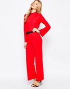 Vero Moda High Neck Jumpsuit With Open Back - Red