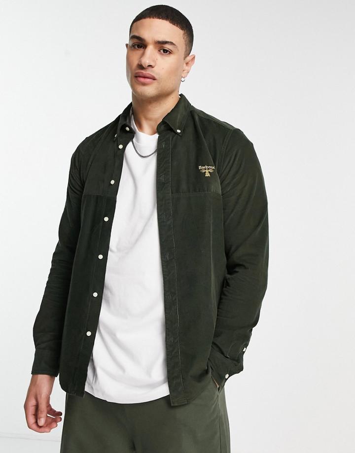 Barbour Beacon Balfour Corduroy Patchwork Shirt In Dark Green