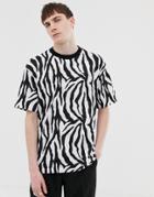 Collusion Zebra Print T-shirt - Black