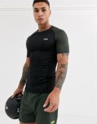 Asos 4505 Muscle Training T-shirt With Contrast Raglan And Quick Dry-green