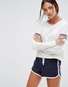 New Look Contrast Sleeve Sweatshirt Sweater - Cream