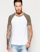 Asos T-shirt With Contrast Raglan Sleeves - White