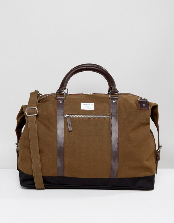 Sandqvist Jordan Carryall In Waxed Cotton Canvas - Green