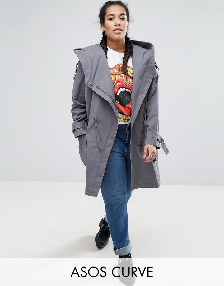 Asos Curve Waterfall Parka - Gray
