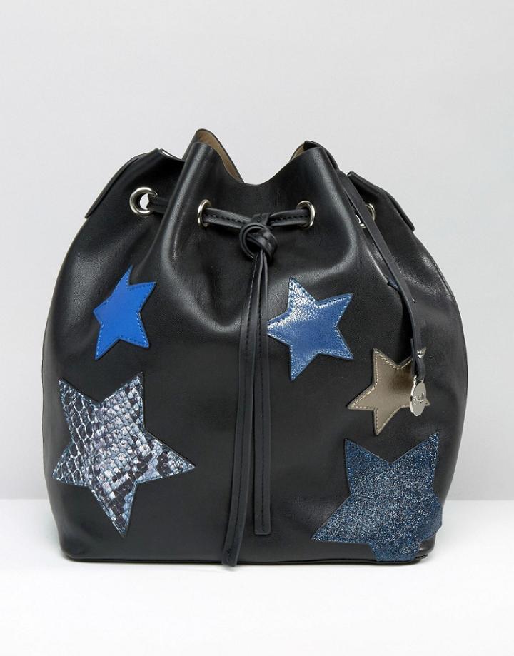 Nali Black Star Bucket Bag - Black