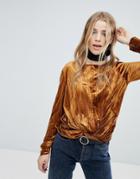 Pieces Velvet Top With Knot Front - Yellow