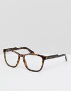 Quay Australia Hardwire Square Clear Lens Glasses In Tort - Brown