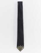 Burton Menswear Tie With Gold Tip In Black - Black